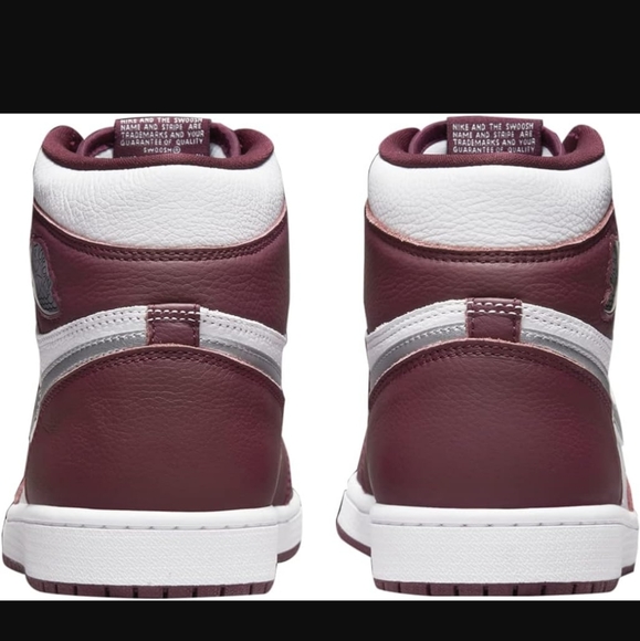 NIB AUTHENTIC Nike Men's Air Jordan 1 Retro High Bordeaux/White-metallic Silver - Picture 7 of 16